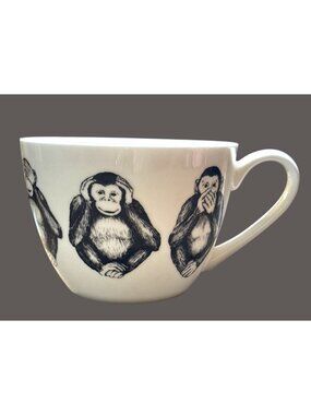 Vintage Portobello by Design "Speak No Evil" Large China Coffee Mug/Cup, Wise Mo